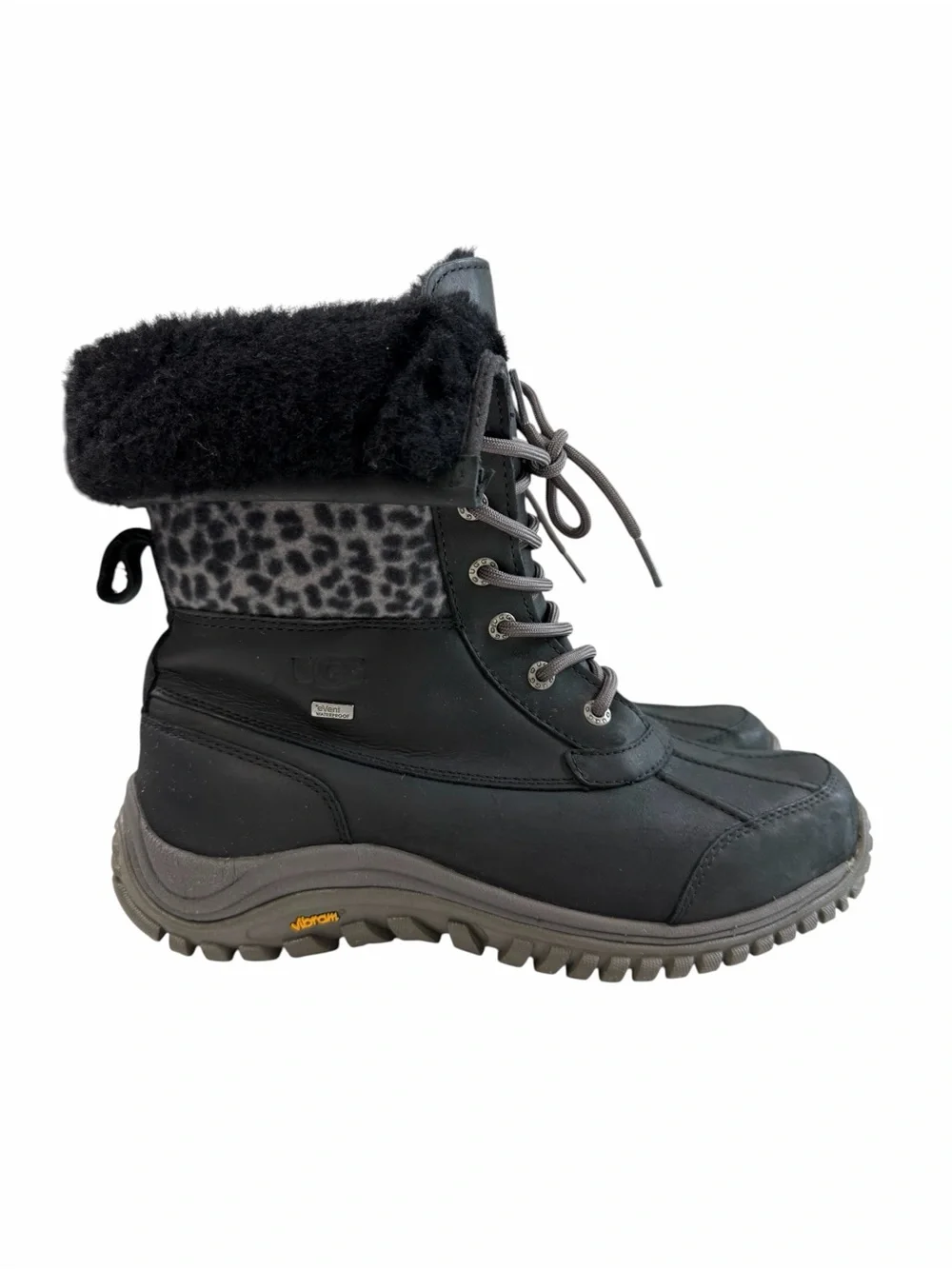Ugg Adirondack II Exotic Waterproof Black Leopard Print Size 11